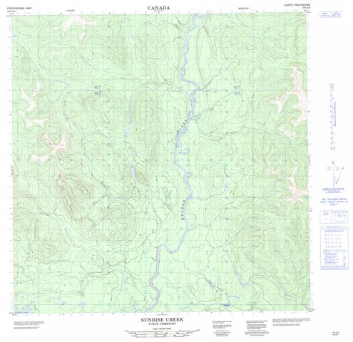 Sunrise Creek Topographic map 105A08 at 1:50,000 Scale