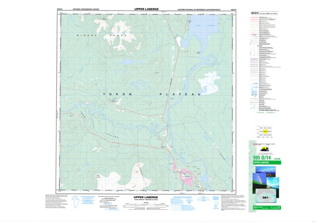 Upper Laberge Topographic map 105D14 at 1:50,000 Scale
