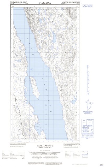 Lake Laberge Topographic map 105E03E at 1:50,000 Scale