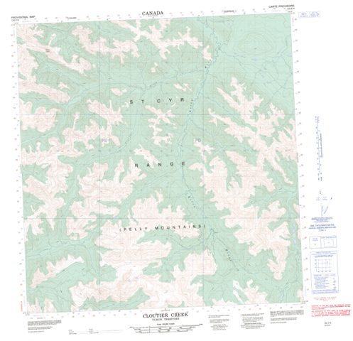Cloutier Creek Topographic map 105F09 at 1:50,000 Scale