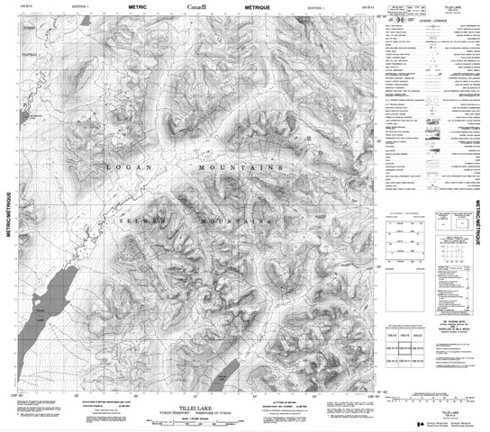 Tillei Lake Topographic map 105H14 at 1:50,000 Scale