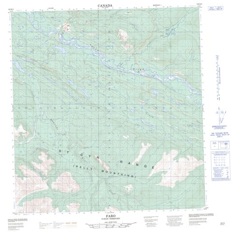 Faro Topographic map 105K03 at 1:50,000 Scale