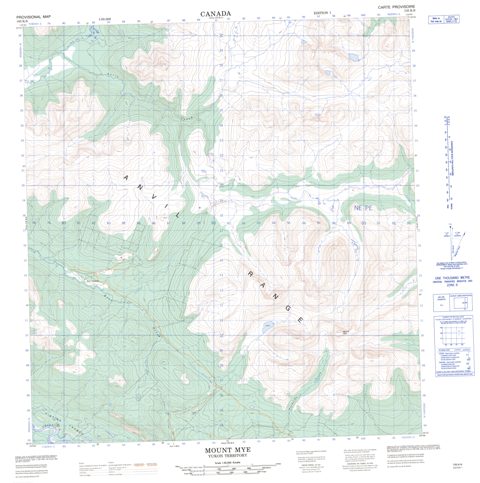 Mount Mye Topographic map 105K06 at 1:50,000 Scale