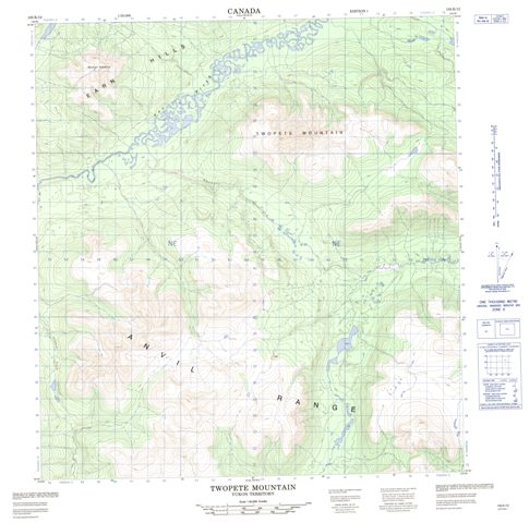 Twopete Mountain Topographic map 105K12 at 1:50,000 Scale