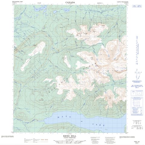 Keno Hill Topographic map 105M14 at 1:50,000 Scale