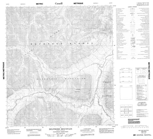 Delthore Mountain Topographic map 105P09 at 1:50,000 Scale