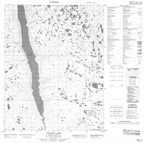 Yeltea Lake Topographic map 106I14 at 1:50,000 Scale