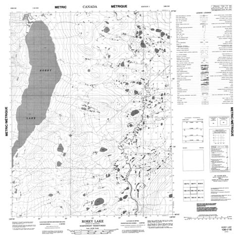 Rorey Lake Topographic map 106I16 at 1:50,000 Scale