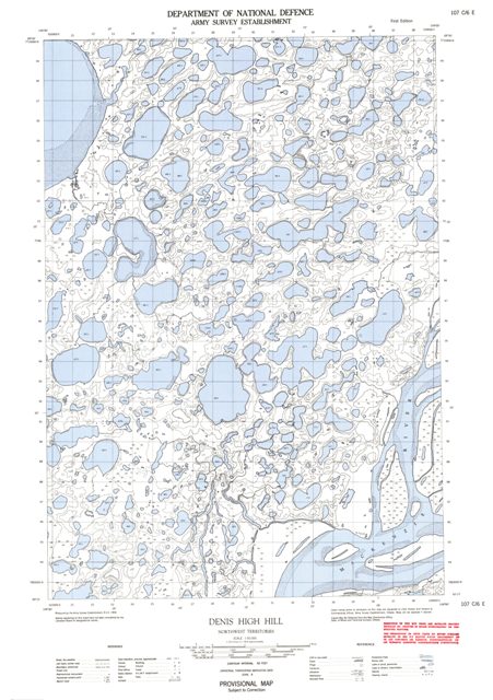 Denis High Hill Topographic map 107C06E at 1:50,000 Scale