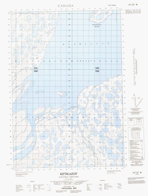 Kittigazuit Topographic map 107C07W at 1:50,000 Scale
