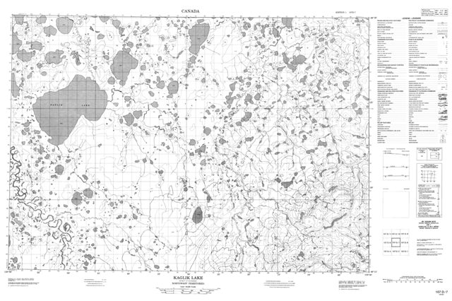 Kaglik Lake Topographic map 107D07 at 1:50,000 Scale