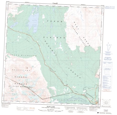 Kloo Lake Topographic map 115A13 at 1:50,000 Scale