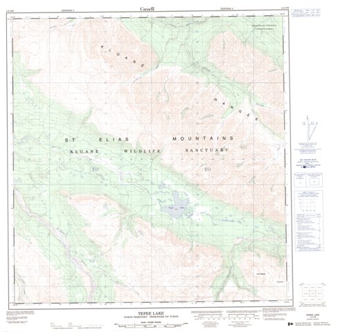 Tepee Lake Topographic map 115F09 at 1:50,000 Scale