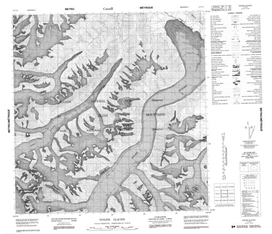 Donjek Glacier Topographic map 115G04 at 1:50,000 Scale