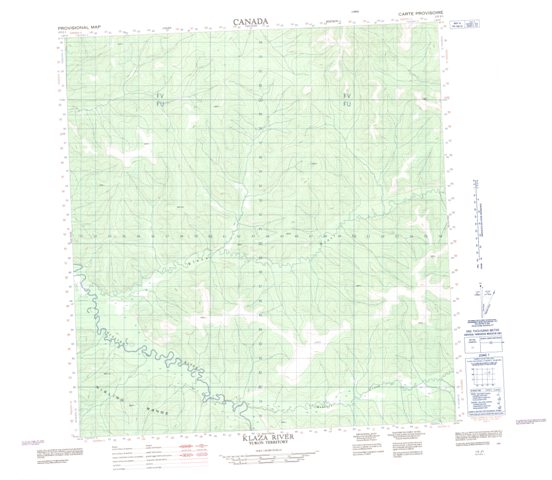 Klaza River Topographic map 115J01 at 1:50,000 Scale