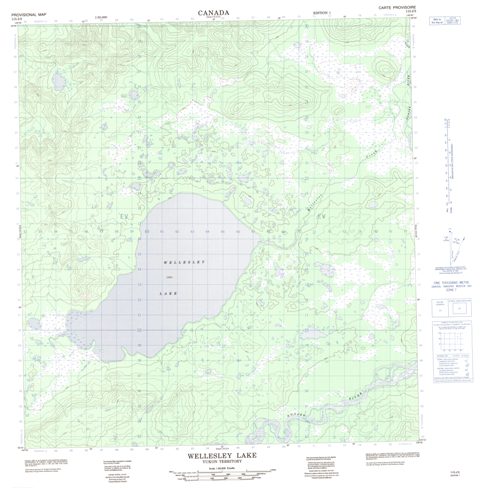 Wellesley Lake Topographic map 115J05 at 1:50,000 Scale