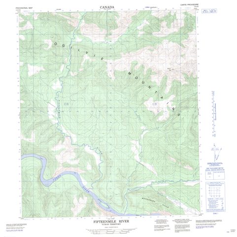 Fifteenmile River Topographic map 116B05 at 1:50,000 Scale