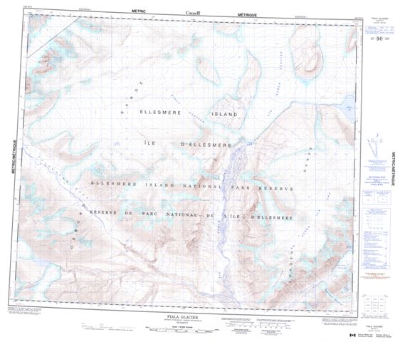 Fiala Glacier Topographic map 340D11 at 1:50,000 Scale